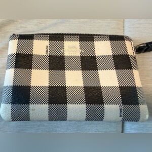 Coach Gingham Buffalo Check Black and White Checkered Leather Wallet Zipper